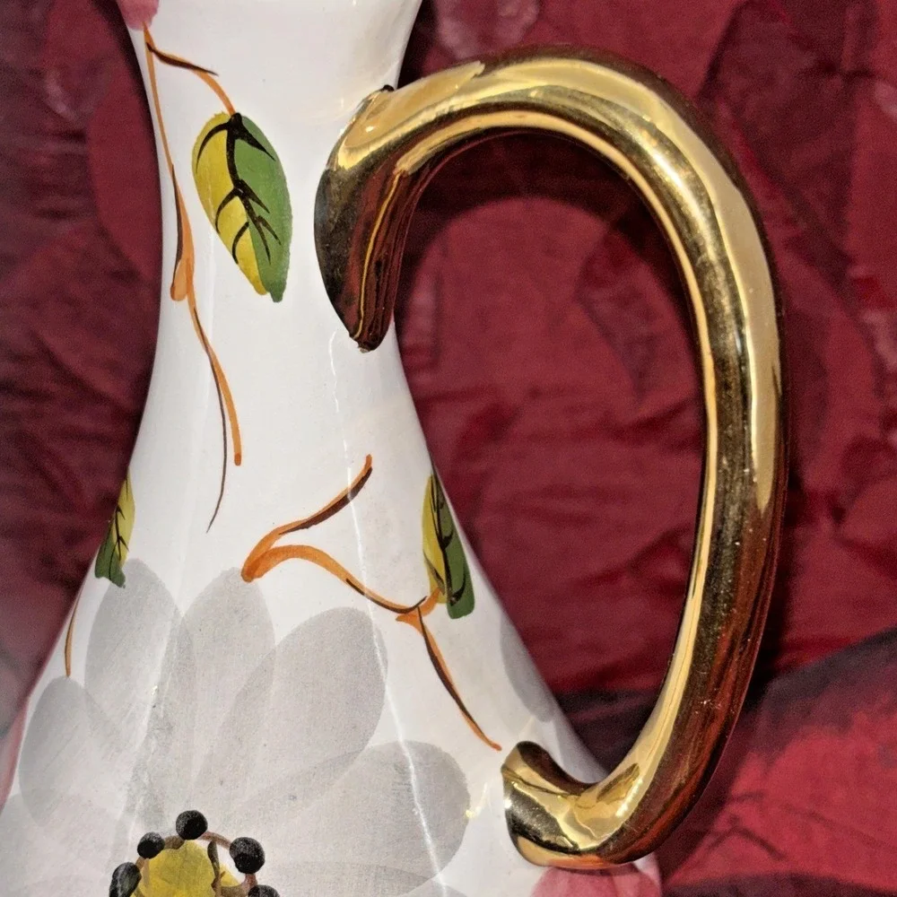 Vintage Portuguese Pereiras Valado Porcelain Vinegar Cruet Hand Painted 7 In EUC